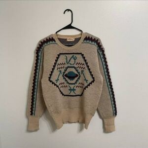1930s Jantzen Zodiac Sweater Wool Knit Novelty Ski Lodge Sweater Rare